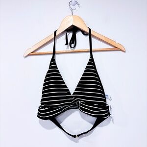 LA VIE EN ROSE Black and white striped bikini top